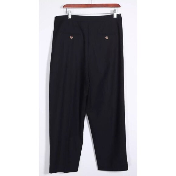 Kit and Ace Women's W34 Black High Rise Cropped Trouser Pants Casual Wide Leg - Picture 4 of 7